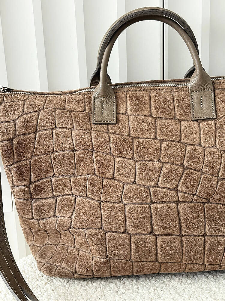 Laura Biaggi torba shopper zamszowa taupe design