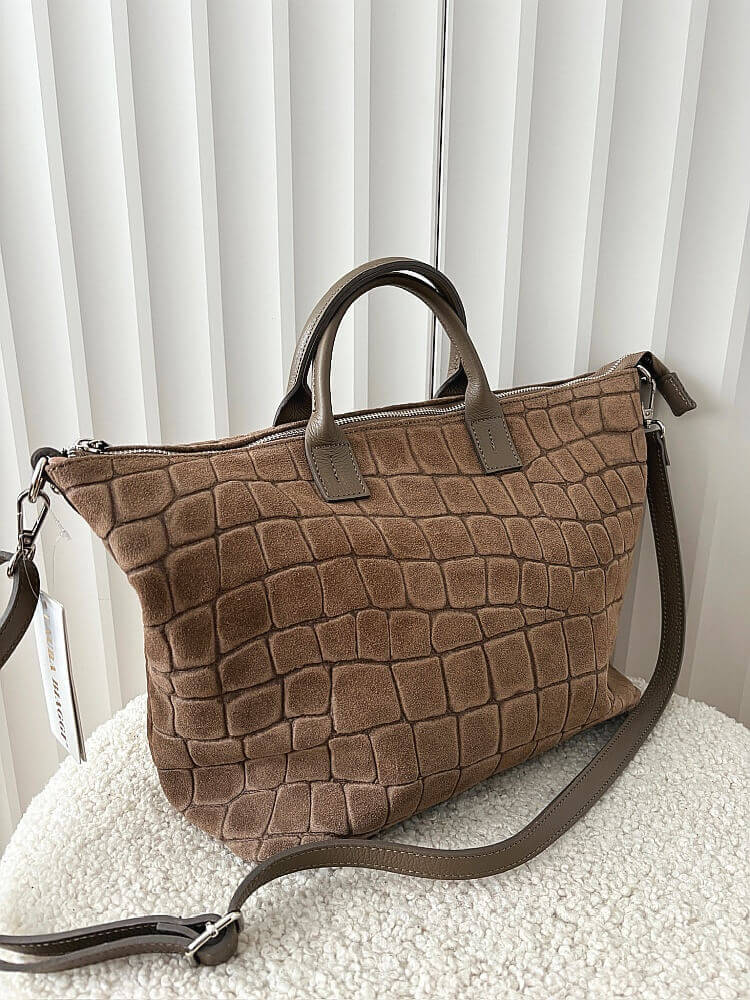 Laura Biaggi torba shopper zamszowa taupe design