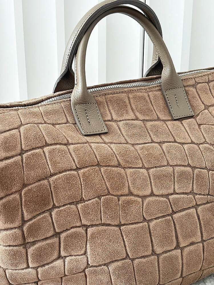 Laura Biaggi torba shopper zamszowa taupe design