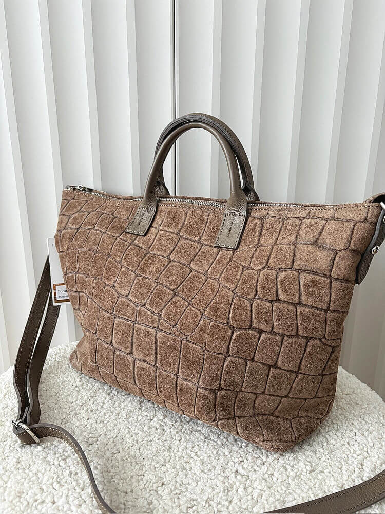 Laura Biaggi torba shopper zamszowa taupe design