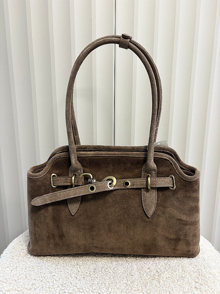 zamszowa taupe shopperka