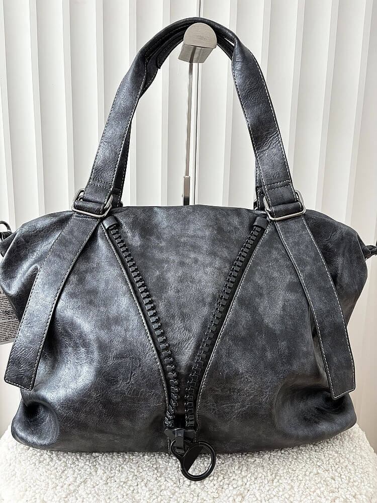 srebrna shopperka zip