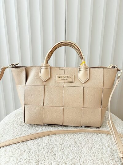 Valentino Creations torebka shopper beżowa plecionka