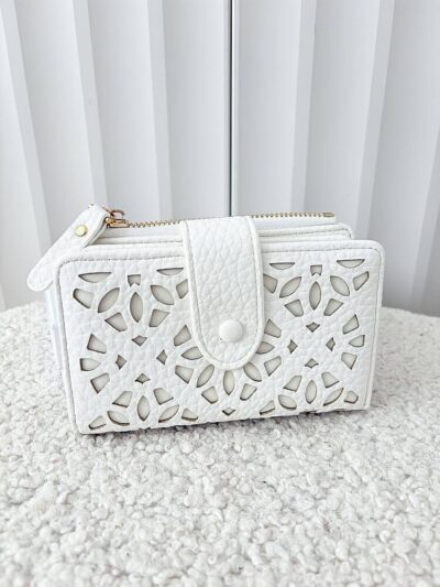 Valentino Creations portfel z klapką ażurowy biały