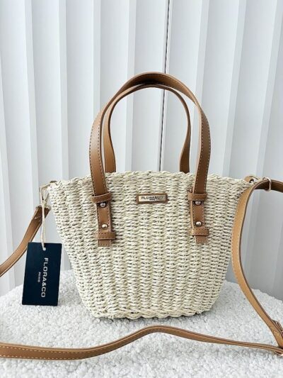Flora&Co torebka mini shopper koszyk beżowa