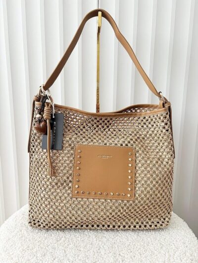 Flora&Co torebka shopper koszyk na ramię ciemnobeżowa