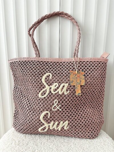 Mandoline torebka shopper koszyk na ramię różowa z napisem