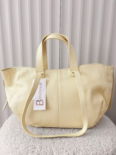 Laura Biaggi torba shopper skórzana żółta