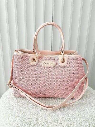 Pierre Cardin torebka shopper różowa plecionka