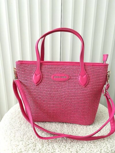 Pierre Cardin torebka shopper fuksja plecionka
