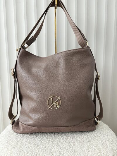 Laura Biaggi 2w1 torebka shopper plecak taupe