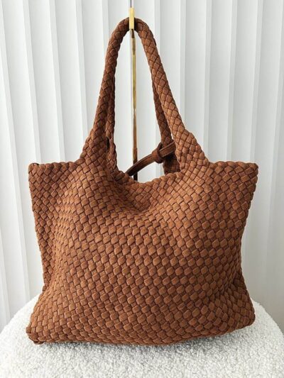 Torebka shopper camelowa plecionka ekozamsz