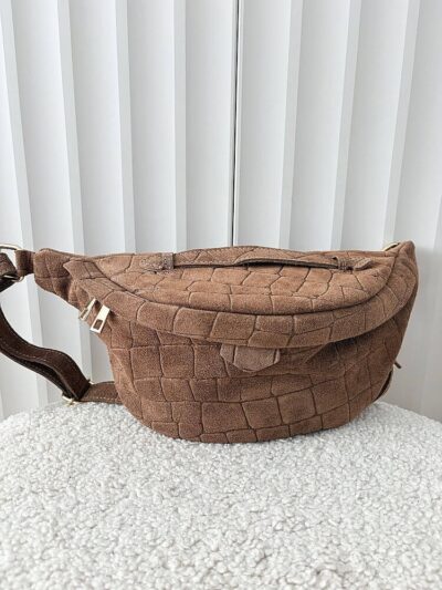 Laura Biaggi nerka maxi zamszowa ciemnobeżowa design