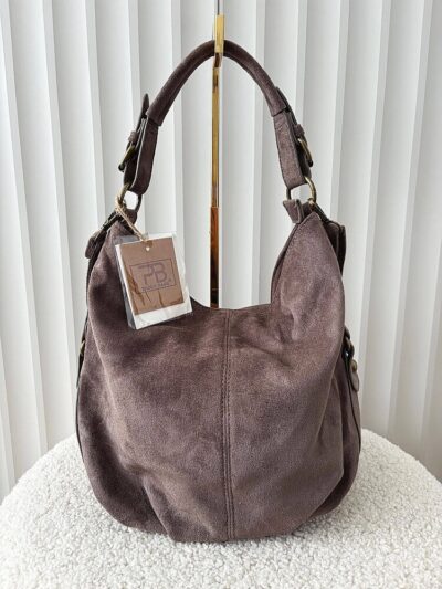 Torebka shopper na ramię taupe ekozamsz