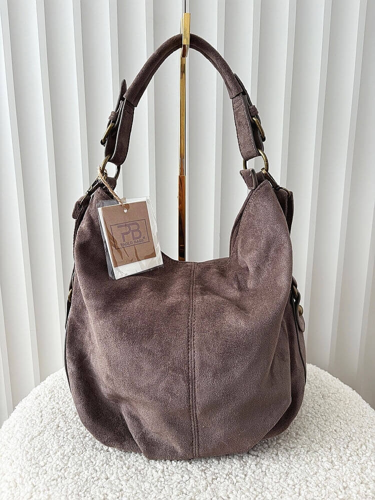 Torebka shopper na ramię taupe ekozamsz