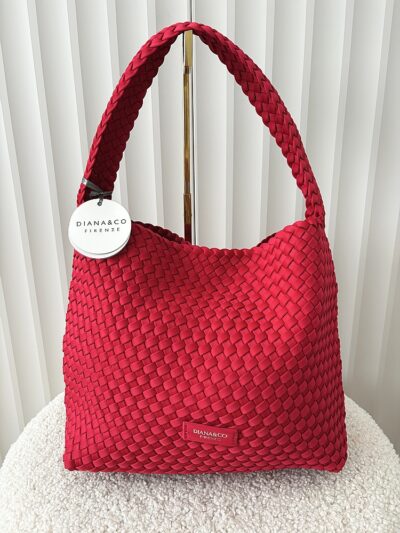 Diana&Co torebka shopper na ramię czerwona plecionka