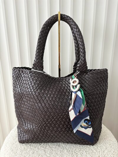 David Jones torba shopper czekoladowa plecionka