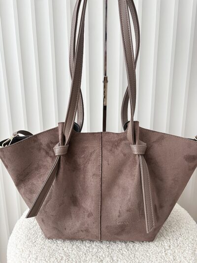 Laura Biaggi torebka shopper na ramię taupe ekozamsz