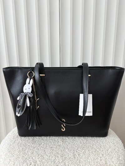 Eva Minge torba shopper czarna z brelokiem