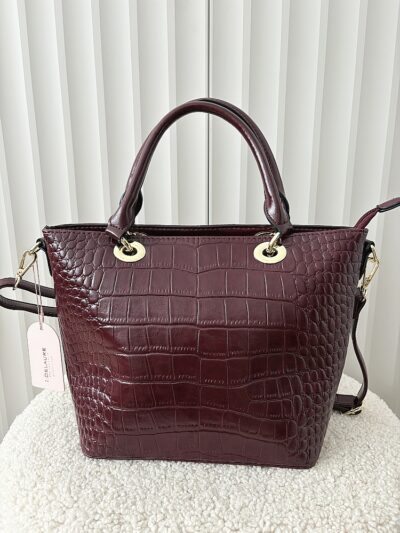 Ines Delaure torebka shopper bordowa design