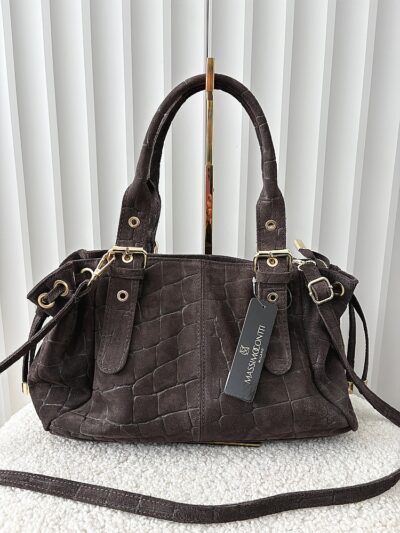 Massimo Contti torba shopper zamszowa czekoladowa design