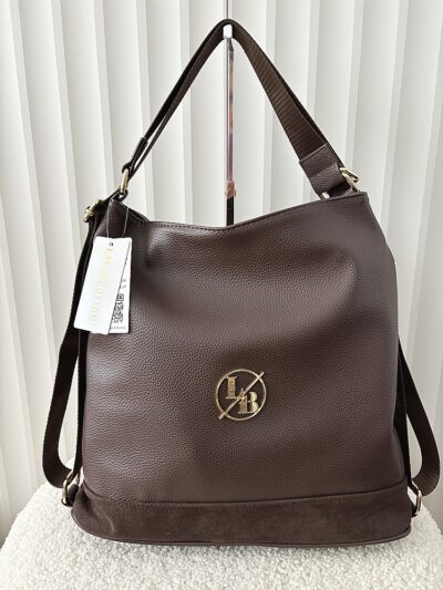 Laura Biaggi 2w1 torebka shopper plecak czekoladowa