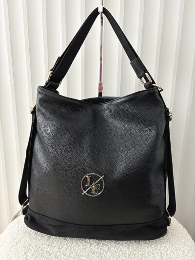 Laura Biaggi 2w1 torebka shopper plecak czarna