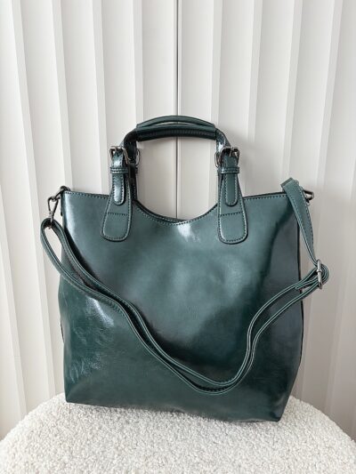 Ines Delaure torebka shopper ciemnozielona