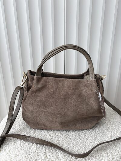 Torebka mini shopperka zamszowa taupe